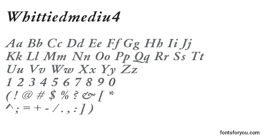 Czcionka Whittiedmediu4 – alfabet, cyfry, specjalne znaki