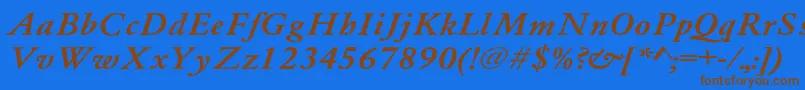 フォントWhittiedmediu4 – 茶色の文字が青い背景にあります。