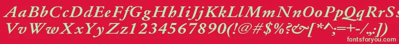 Czcionka Whittiedmediu4 – zielone czcionki na czerwonym tle