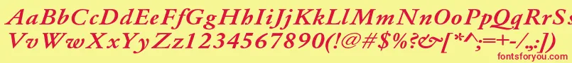 フォントWhittiedmediu4 – 赤い文字の黄色い背景