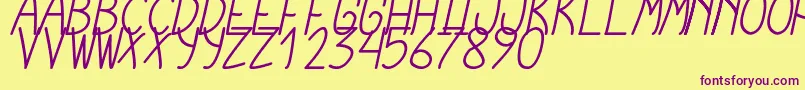 CursiExtraTfbCursive Font – Purple Fonts on Yellow Background