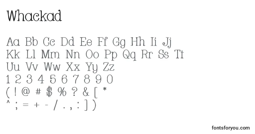 Schriftart Whackad – Alphabet, Zahlen, spezielle Symbole