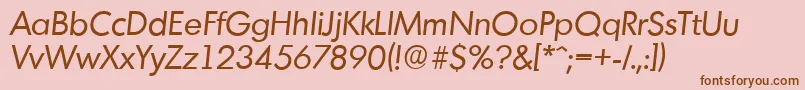 MontrealserialItalic-fontti – ruskeat fontit vaaleanpunaisella taustalla