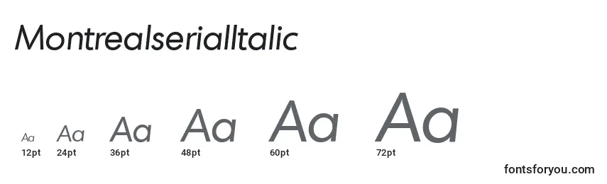 Размеры шрифта MontrealserialItalic