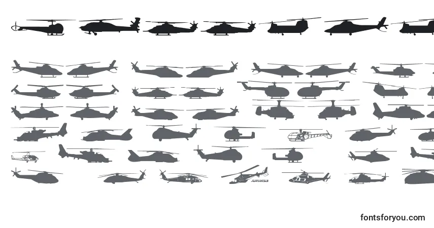 Czcionka Hellocopters2 – alfabet, cyfry, specjalne znaki