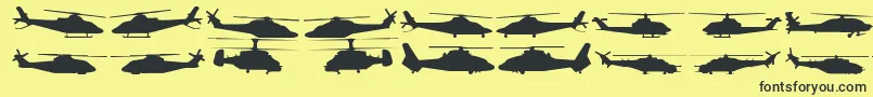 Hellocopters2-Schriftart – Schwarze Schriften auf gelbem Hintergrund