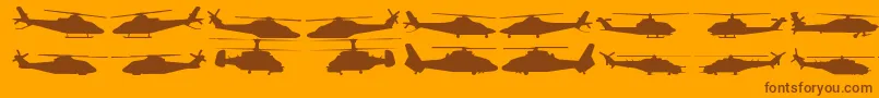 Hellocopters2 Font – Brown Fonts on Orange Background