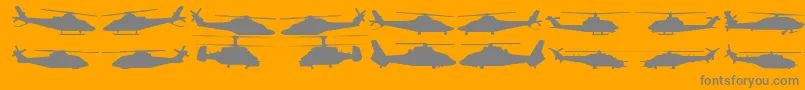 Hellocopters2-Schriftart – Graue Schriften auf orangefarbenem Hintergrund