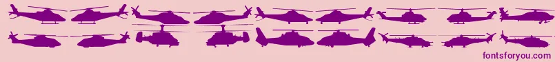 Hellocopters2-Schriftart – Violette Schriften auf rosa Hintergrund