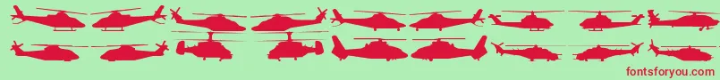 Hellocopters2 Font – Red Fonts on Green Background