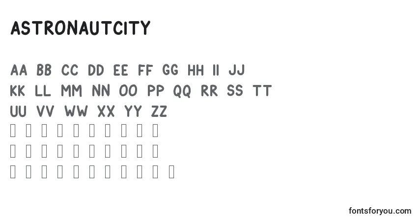 A fonte AstronautCity – alfabeto, números, caracteres especiais