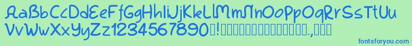 Pwkool Font – Blue Fonts on Green Background