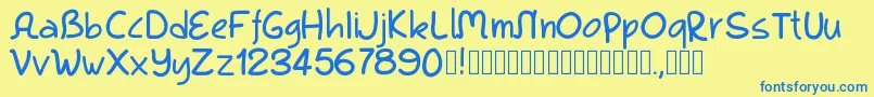 Pwkool Font – Blue Fonts on Yellow Background