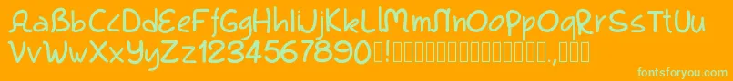 Pwkool Font – Green Fonts on Orange Background