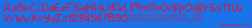 Pwkool Font – Red Fonts on Blue Background