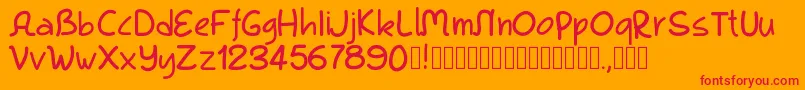 Fonte Pwkool – fontes vermelhas em um fundo laranja