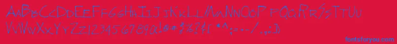 Webstershand-Schriftart – Blaue Schriften auf rotem Hintergrund