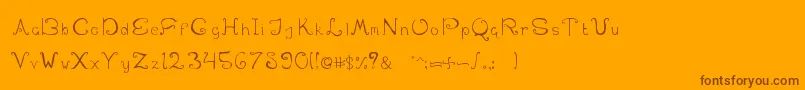SwirlinthewonderlandRegular-Schriftart – Braune Schriften auf orangefarbenem Hintergrund