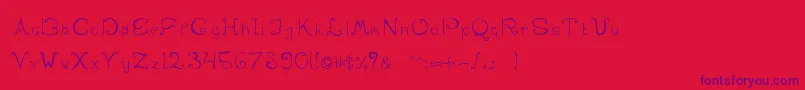 SwirlinthewonderlandRegular-Schriftart – Violette Schriften auf rotem Hintergrund