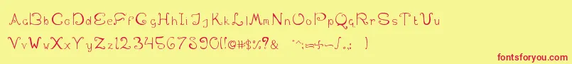 SwirlinthewonderlandRegular Font – Red Fonts on Yellow Background