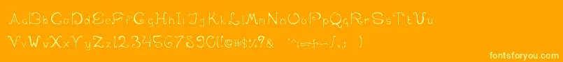 SwirlinthewonderlandRegular-Schriftart – Gelbe Schriften auf orangefarbenem Hintergrund