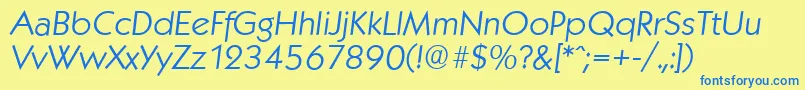 KoblenzserialLightItalic Font – Blue Fonts on Yellow Background