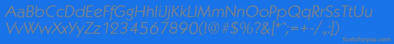 KoblenzserialLightItalic Font – Gray Fonts on Blue Background