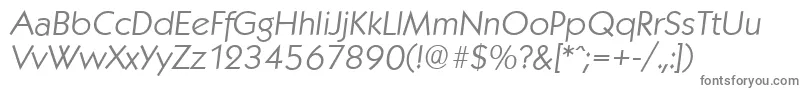 KoblenzserialLightItalic Font – Gray Fonts on White Background