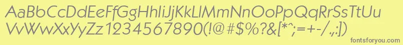 KoblenzserialLightItalic Font – Gray Fonts on Yellow Background