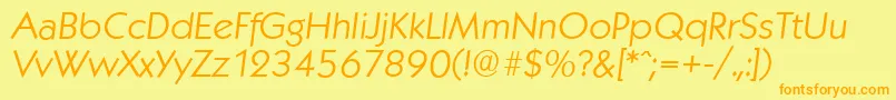 KoblenzserialLightItalic Font – Orange Fonts on Yellow Background