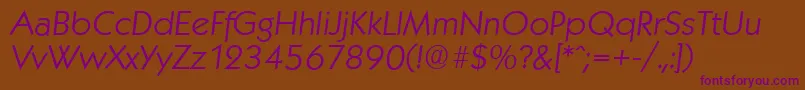KoblenzserialLightItalic Font – Purple Fonts on Brown Background