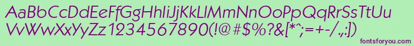 KoblenzserialLightItalic Font – Purple Fonts on Green Background