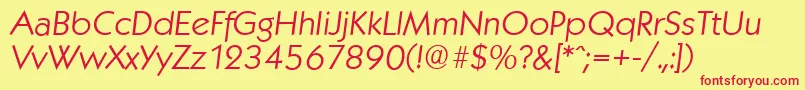 KoblenzserialLightItalic Font – Red Fonts on Yellow Background