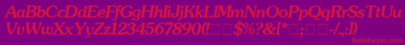 SouvenirMediumitalic-Schriftart – Rote Schriften auf violettem Hintergrund