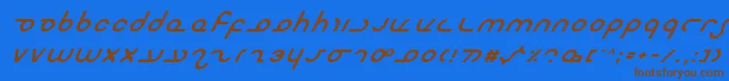 フォントMasteri – 茶色の文字が青い背景にあります。