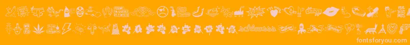WcSchlaasssClassic-fontti – vaaleanpunaiset fontit oranssilla taustalla