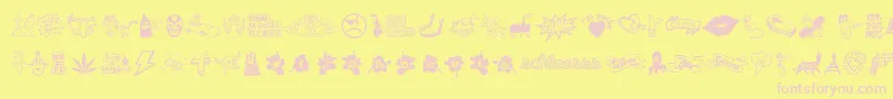 WcSchlaasssClassic-fontti – vaaleanpunaiset fontit keltaisella taustalla