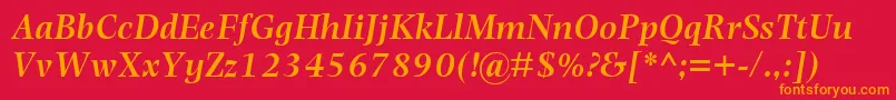 フォントPhotinaMtSemiBoldItalic – 赤い背景にオレンジの文字