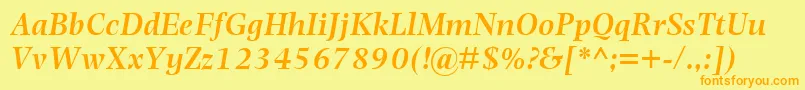 PhotinaMtSemiBoldItalic Font – Orange Fonts on Yellow Background