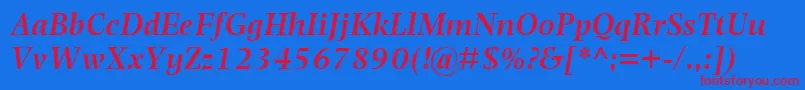 PhotinaMtSemiBoldItalic Font – Red Fonts on Blue Background