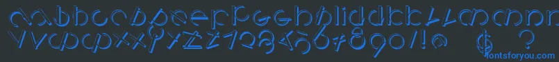 Logomatiqueshadow-Schriftart – Blaue Schriften auf schwarzem Hintergrund