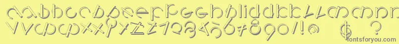 Logomatiqueshadowフォントについての詳細 フォントLogomatiqueshadow – 黄色の背景に灰色の文字