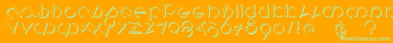 Logomatiqueshadow-Schriftart – Grüne Schriften auf orangefarbenem Hintergrund