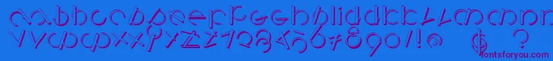 フォントLogomatiqueshadow – 紫色のフォント、青い背景