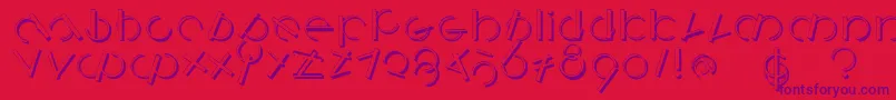Logomatiqueshadowフォントについての詳細 フォントLogomatiqueshadow – 赤い背景に紫のフォント