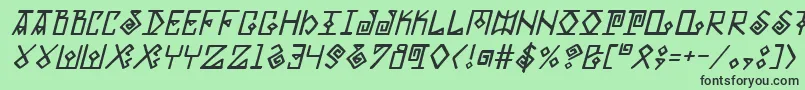 Czcionka ElderMagicItalic – czarne czcionki na zielonym tle