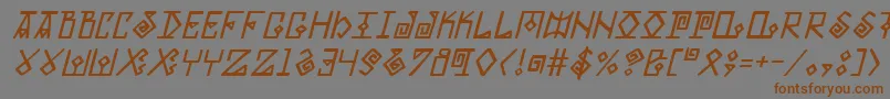 Fonte ElderMagicItalic – fontes marrons em um fundo cinza