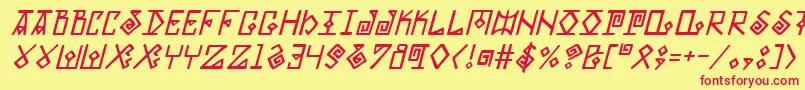 ElderMagicItalic Font – Red Fonts on Yellow Background