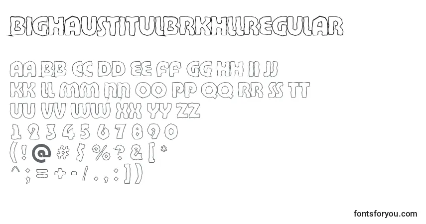 A fonte BighaustitulbrkhllRegular – alfabeto, números, caracteres especiais