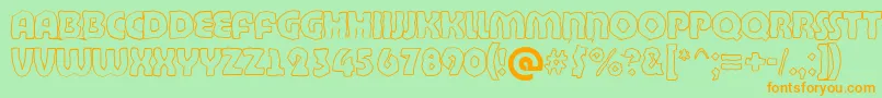 BighaustitulbrkhllRegular-Schriftart – Orangefarbene Schriften auf grünem Hintergrund